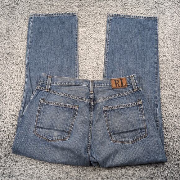 Ralph Lauren Men Jeans 32x30 Blue Denim Ashmore Distressed Straight Leg Casual - Picture 1 of 9